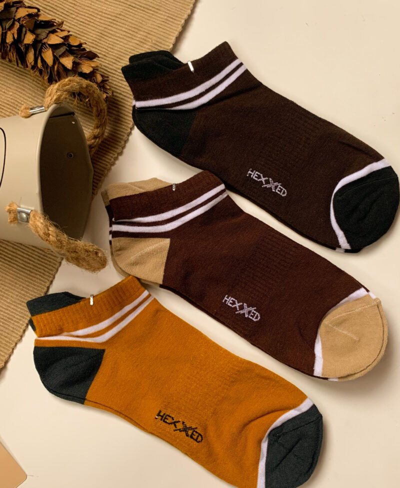 Men Pack Of 10 Striped Ankle-Length Socks B6-9