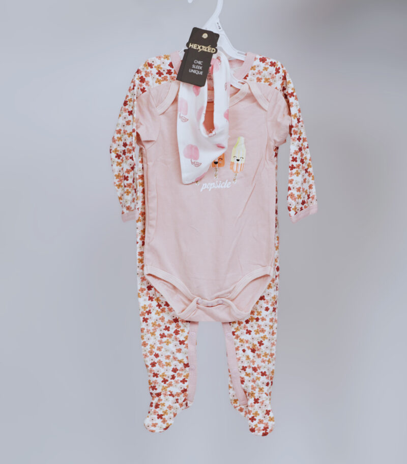 HEXXED Newborn Combo Set – Romper, Bodysuit & Bib D14-5